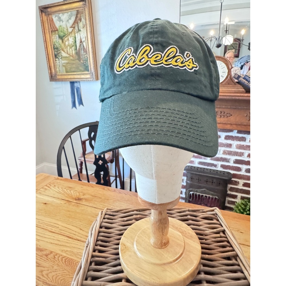 Cabelas Mens Forest Green Embroidered Logo Adjustable Strapback Dad Hat Cap OSFA